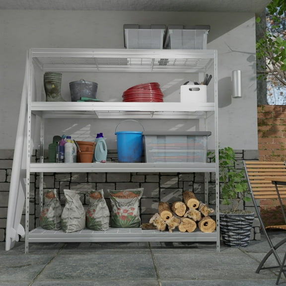 AR Shelving Galvanized Wire Deck Shelving 59.5inW 4 Shelves 880lb Cap per Shelf