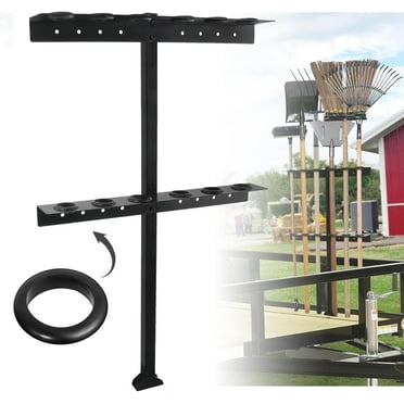 Trailer Tool Rack Shovel Holder - Rake Holder for Trailer Landscape Hand Tool Rack with 6 Tool Holes with Rubber Grommets