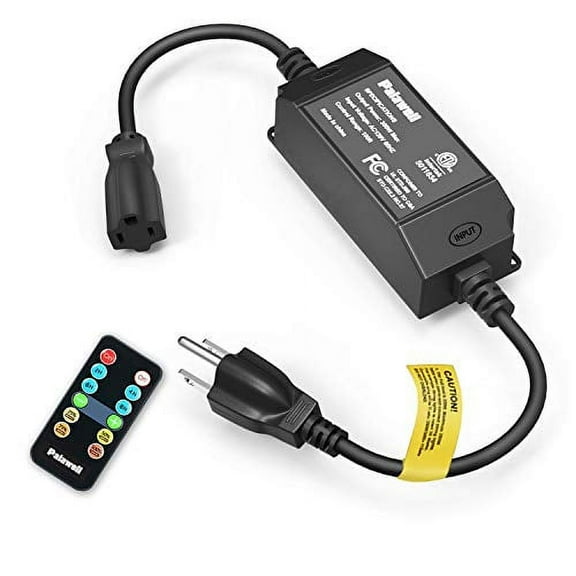 Palawell 100FT Dimmer Switch Lights Timer Waterproof Outdoor Wireless Remote Control Kit, 350W LED Dimmer for Dimmable LED String Lights/LED Bulbs