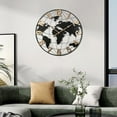 thumbnail image 5 of 36 Inch Round Metal Wall Clock with Gold Arabic Numerals, World Map Decor Clocks, Silent Non Ticking Battery Operated, Decor for Living Room, Entrance Fireplace, Dining Room, 5 of 6