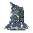 thumbnail image 3 of Leafy Peacock Circles Indoor/Outdoor Pillow in Blue 26x26, 3 of 7