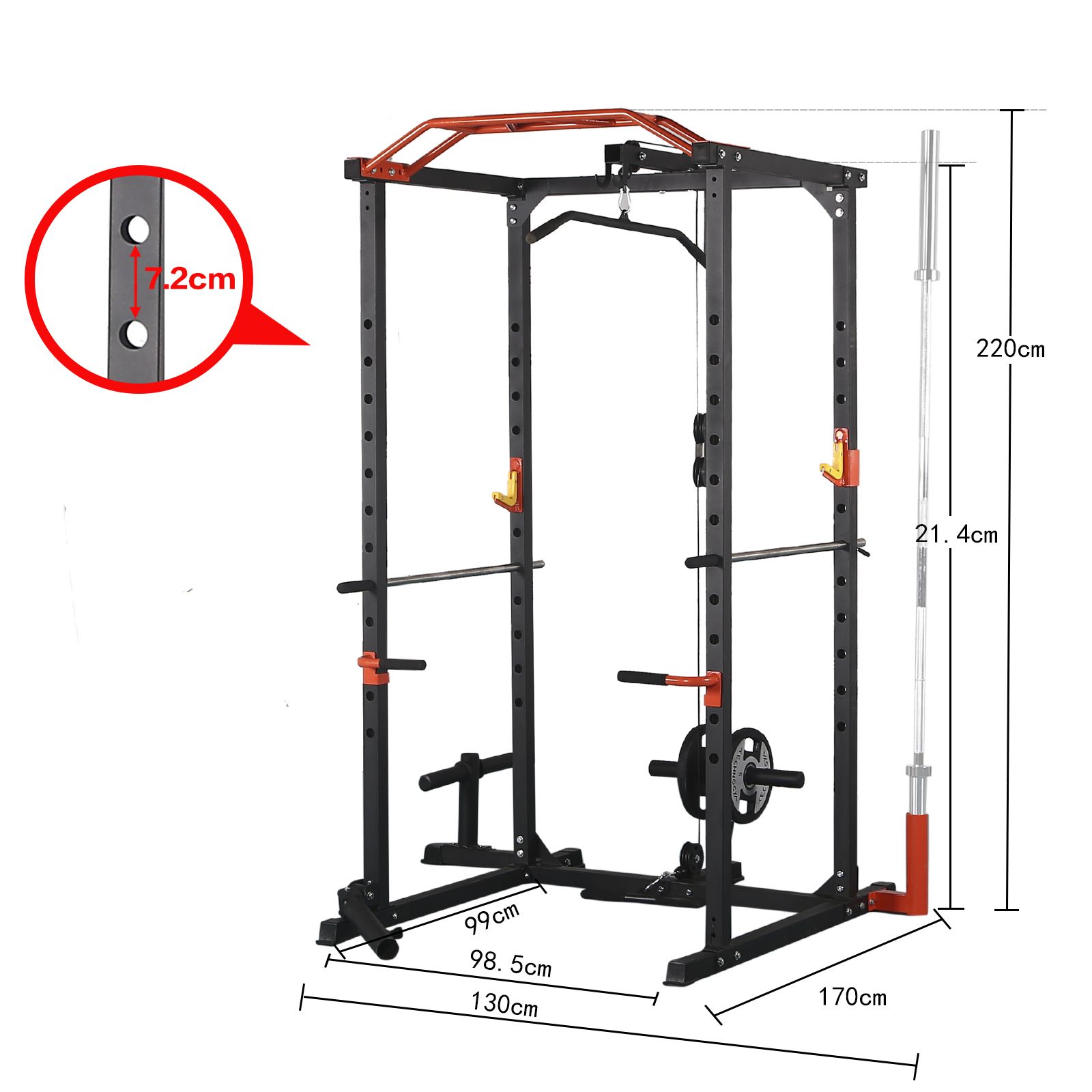 Seizeen 1400lbs Squat Rack Power Cage Multi Functional Smith Machine Home Gym With Lat Pulldown 2333