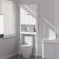 thumbnail image 5 of Bathroom Space Saver Organizer Toilet Rack, Over The Toilet Storage Cabinet with 2 Doors & Shelves, White, 5 of 13