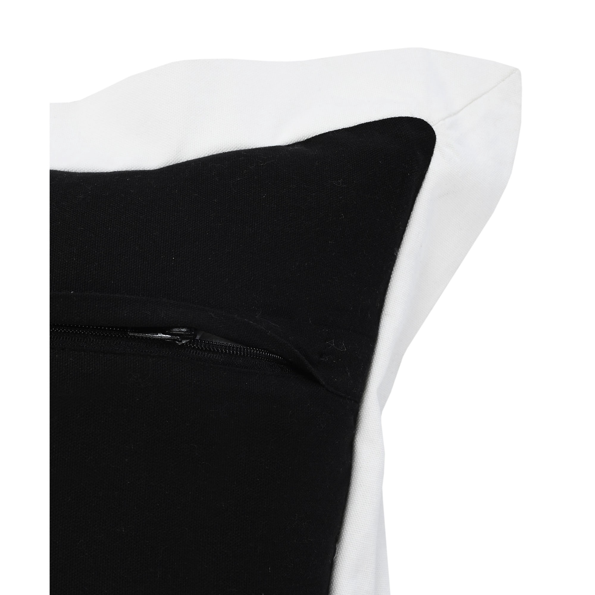Laddha Home Designs Handwoven Flanged Cotton Throw Pillow Cover - 20" - Black and White