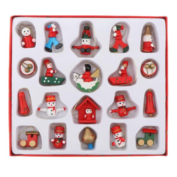 Adornos colgantes de madera para árbol de Navidad, varios adornos, decoración para el hogar, regalo 20 piezas 1002