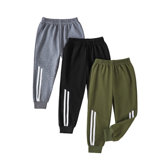 Toddler Boys Clothes Boys Pants Toddler Kids Boys Sweatpants 3 Pack Elastic Waist Joggers Athletic Pants 3T 4T 5T Size 6 7 Gray Black Green