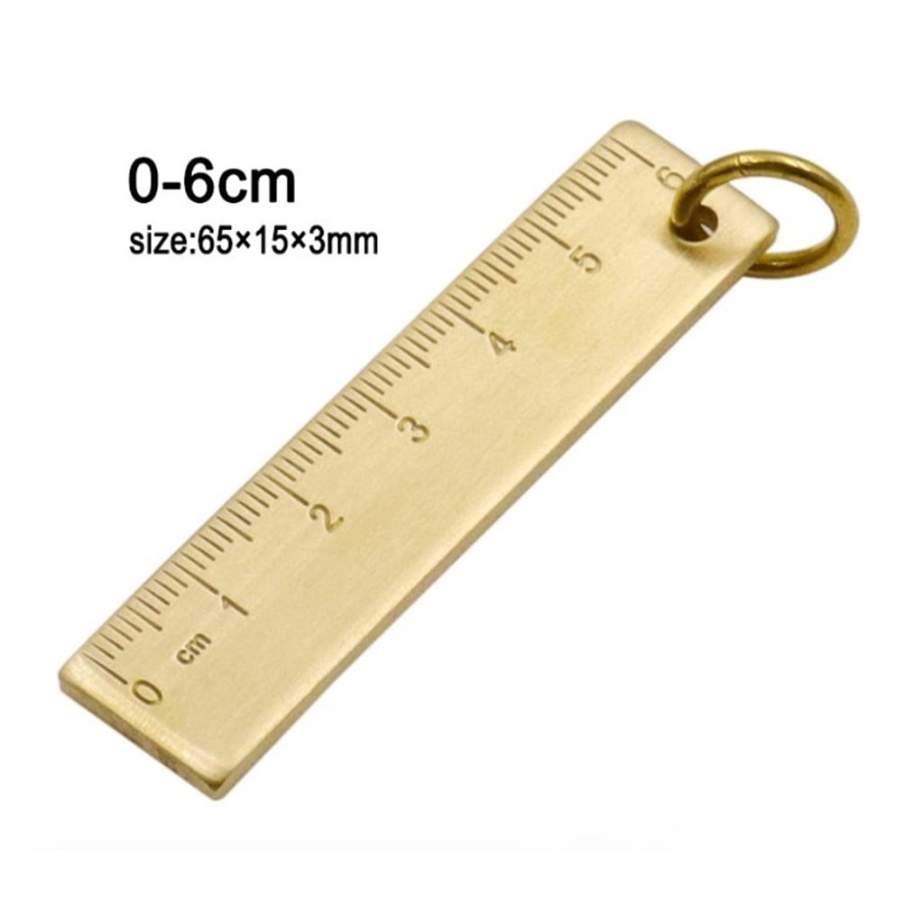 MEIYOUJU AM 2 Pieces Key Chain 3mm Thickened Brass Ruler Small Metal Ruler  Keychain Decoration Gold Bar Key Ring Gold Straight Ruler Metal Bookmark
