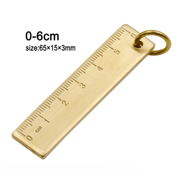 1PC 6cm Small Copper Ruler 3mm Thickened Brass Metal Ruler Copper Key Pendant