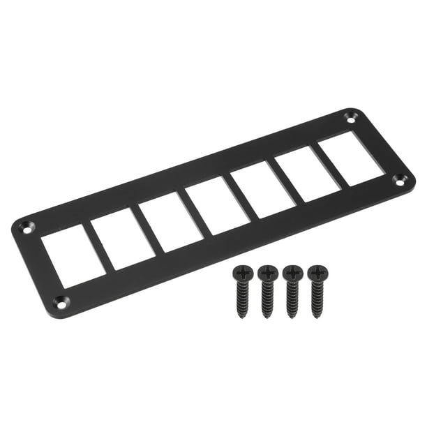 1 Juego de soporte de carcasa de Panel de interruptor basculante Universal de 7 vías interruptor basculante de coche Panel de aluminio negro de aluminio