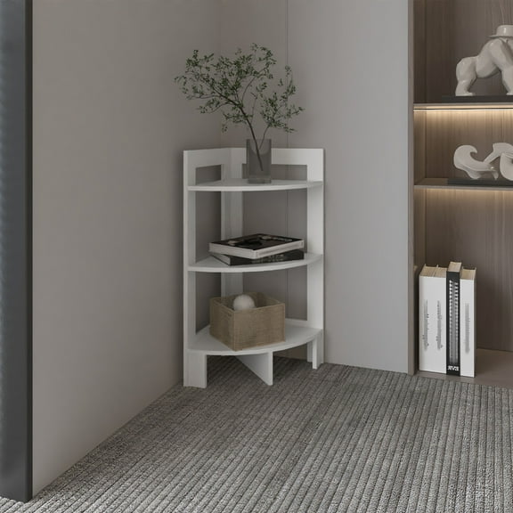Stylish White 3-Tier Corner Shelf Table Perfect for Small Spaces | Living Room & Bedroom Organiser