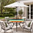 thumbnail image 2 of Round Outdoor Tablecloth with Umbrella Hole and Zipper, Orange Black Teal Ombre Tablecloth with Elastic Waterproof, Contemporary Gradient Abstract Patio Table Covers for 31" - 35" Picnic Pool Tables, 2 of 9