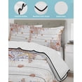thumbnail image 4 of Quilts Queen Size Bedding Set, Orange Coastal Lightweight Quilted Comforter, Beach Nautical Coral Starfish Vintage Soft Reversible Bedspread Coverlet with Pillow Covers for All Season, 90" x 96", 4 of 7