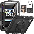 thumbnail image 1 of Funda SEYMAC para iPad Pro 11 2024 con protector de pantalla, color negro, 1 of 8