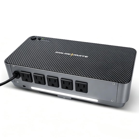 GOLDENMATE 600VA/360W Wall Mount Lithium UPS, 76.8Wh, 5 Outlets, USB