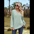 thumbnail image 4 of Camisetas de Larga para Mujer, Blusa con Escote en V Profundo, Elegantes e Informales, Moda 2025, Holgadas y Suaves, para Otoño e Invierno Judías L, 4 of 10