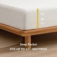 thumbnail image 2 of BESTOUCH Fitted Sheet Only 100% Washed Cotton Linen Feel Easily Fits Deep Pockets up to 17 inch Solid Off White Queen, 2 of 6