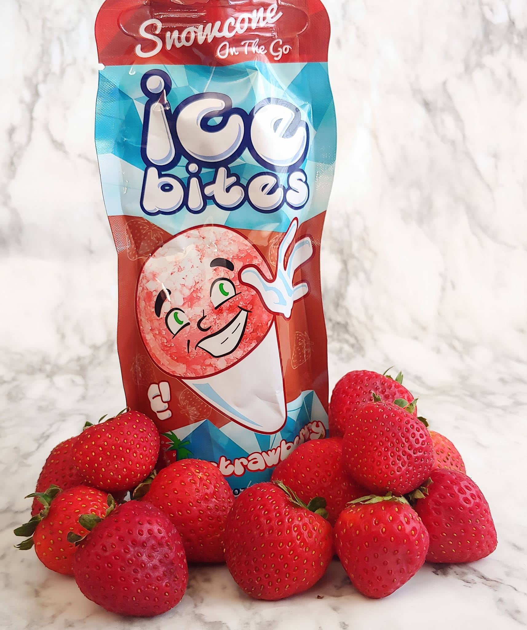 Ice Bites Flavored Ice Snowcone on The Go, Strawberry, 8 fl oz, 1 Count, Gluten-Free