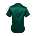 thumbnail image 4 of Summer Womens Casual Blouse Solid Color Loose Fit Shirt Top Versatile Basic Elegant Style Short Sleeve V Neck Dark Green M, 4 of 5