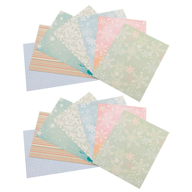 14 Sheets of Snowflake Stripe Printing Paper DIY Folding Decorative Paper Background Paper Hand Craft Scrapbooking Photo Album Accessaries (7pcs Different Pattern, 2 Sheets for Each Pattern)