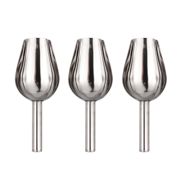 BRIGHTFUFU 3pcs Pala de hielo de acero inoxidable Pala de grano Cucharas de harina multifunción Pala de arroz para té Postre Caramelo Frijol Alimento (27x11.5cm)
