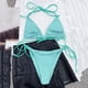 thumbnail image 4 of Traje de baño dividido para mujer, informal, a la moda, cintura plana, Color sólido, cuello Halter, Bikini Sexy Fridja  nalpqowj56717, 4 of 6