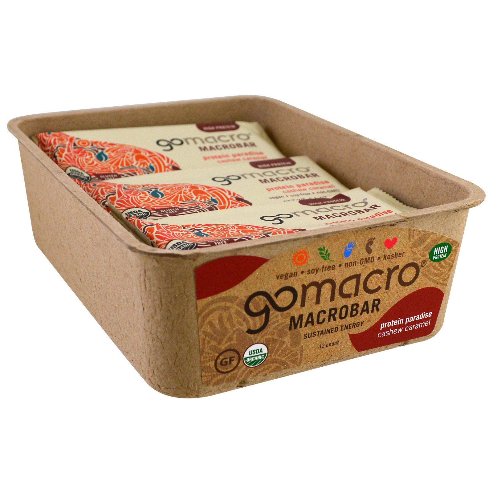 GoMacro TimeReleased Energy Macrobar, Cashew Caramel, 11g Protein, 12
