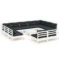 thumbnail image 3 of vidaXL 12 Piece Patio Lounge Set with Cushions Black Solid Pinewood, 3 of 17