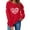 Red, variant on SYMOID Womens Valentines Day Sweatshirt - Red Crewneck Loose Fit Heart Print Soft Polyester, XS-XL Sizes, Romantic Valentine Outfit for Her,Size L