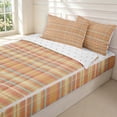 thumbnail image 3 of Manfei Geometric Check Zipper Twin Comforter Sets with Fitted Sheet and 2 Pillowcases,Modern Stripes Zipper Bedding Set,Orange Yellow,Reversible,4pcs, 3 of 8