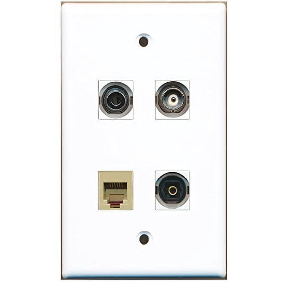 RiteAV - 1 Port Phone RJ11 RJ12 Beige 1 Port Toslink 1 Port 3.5mm 1 Port BNC Wall Plate