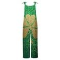 thumbnail image 6 of lcziwo Jumpsuits for Women 2025 St. Patrick's Day Sleeveless Straps Overalls Funny Irish Clover Graphic Print Rompers Summer Cotton Linen One Piece Pants Green M, 6 of 6