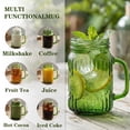 thumbnail image 3 of Mason Jar Drinking Glasses With Handle  6 Pack 16 Oz Vintage Embossed Green Cups For Iced Coffee Juice Tea And Beer, 3 of 9
