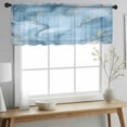 thumbnail image 2 of Blue Marble Valance Curtains for Kitchen/Living Room/Bathroom/Bedroom Window, Rod Pocket Small Topper Half Short Window Curtains Voile Sheer Scarf, Ink Painting Art Yellow Modern 60"x18", 2 of 8