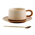 thumbnail image 2 of Taza de café de cerámica con platillo, tazas de con platillo, taza única de café expreso con leche para regalo de boda, café, 7 onzas, fácil Ceja con cuchara mayimx Taza de café, 2 of 9