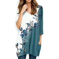 thumbnail image 4 of Bbyeadc Womens Tunic Tops 3/4 Length Sleeve Floral Prints Tunic V Neck Comfortable Loose Fit Top Fashion Summer Beach Blouse with Pocket,Blue(XXXL), 4 of 6