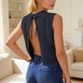 thumbnail image 6 of XIYON Womens Summer Tops Women Backless Tie Up Sweater Vest Sleeveless Crewneck Knit Crop Tops Open Back Crochet Pullover Tank Tops Summer Fashion Clothing Breathable, 6 of 6