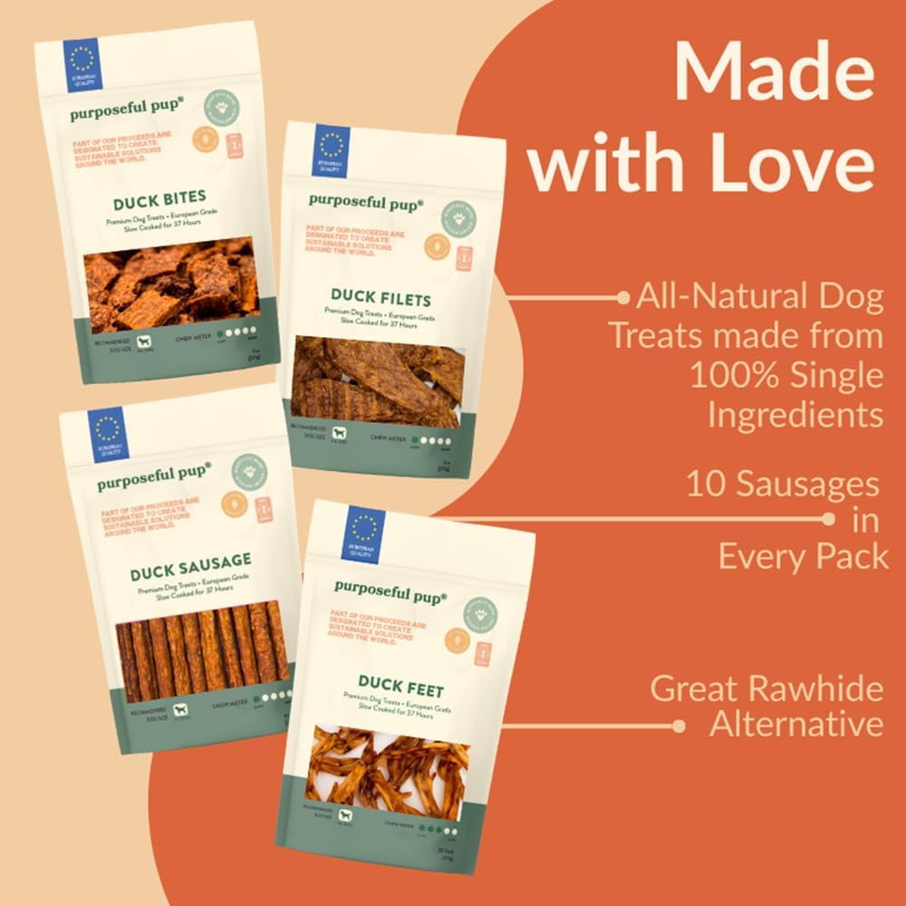 Purposeful Pup, All-Duck Variety Pack Dog Treat Bundle - 100% Natural Chews
