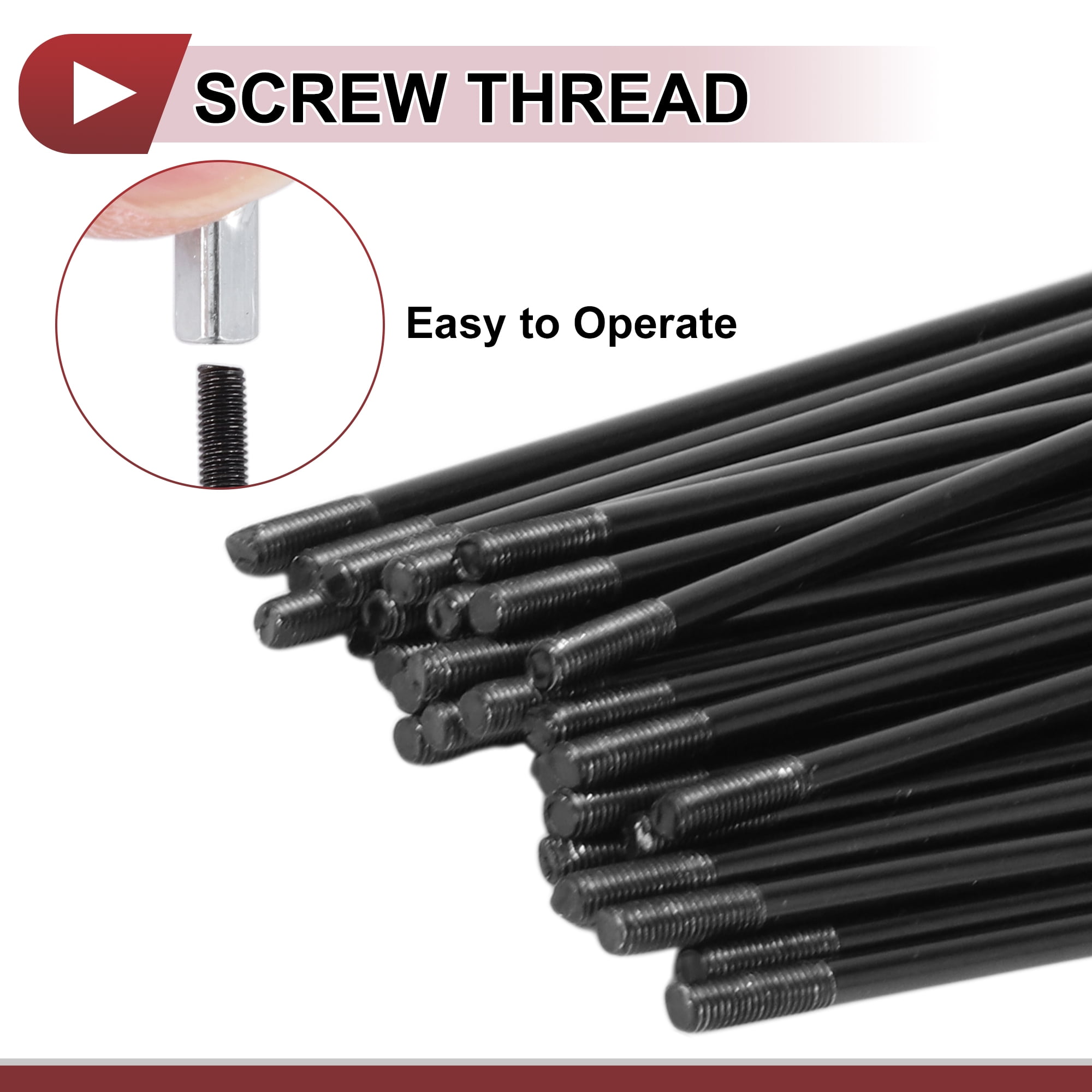 Unique Bargains 36 Set 12G Bicycle Spokes 12G Bike Wheel Spokes 45 Steel Black-167mm