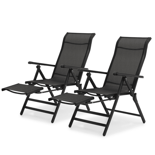 MoNiBloom 2 Pack Foldable Lounge Chair with Retractable Footrest, Zero