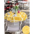 thumbnail image 5 of Outdoor Tablecloth with Umbrella Hole for Patio/Picnic/Party/Camping, Yellow Geometric Waterproof Table Cloth Round Cover Washable, Abstract Stripes Modern Minimalist (Dia 54"), 5 of 8