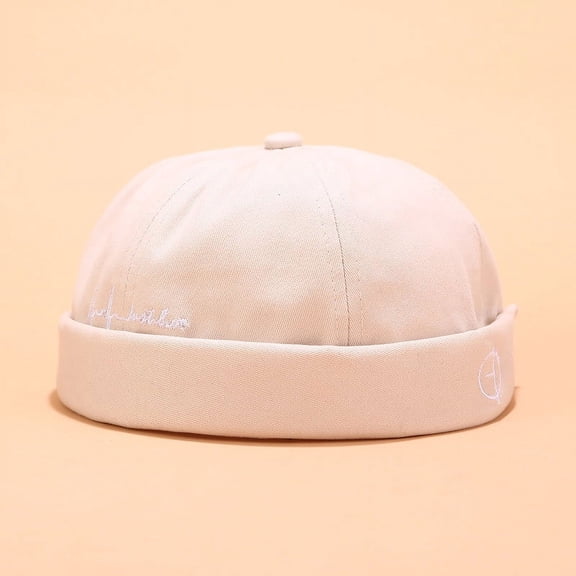 FNGZ 1 Pc Hat, Beige Baseball Caps, Men Women Hat Cap Casual Docker Sailor Mechanic Brimless Solid Color Hat