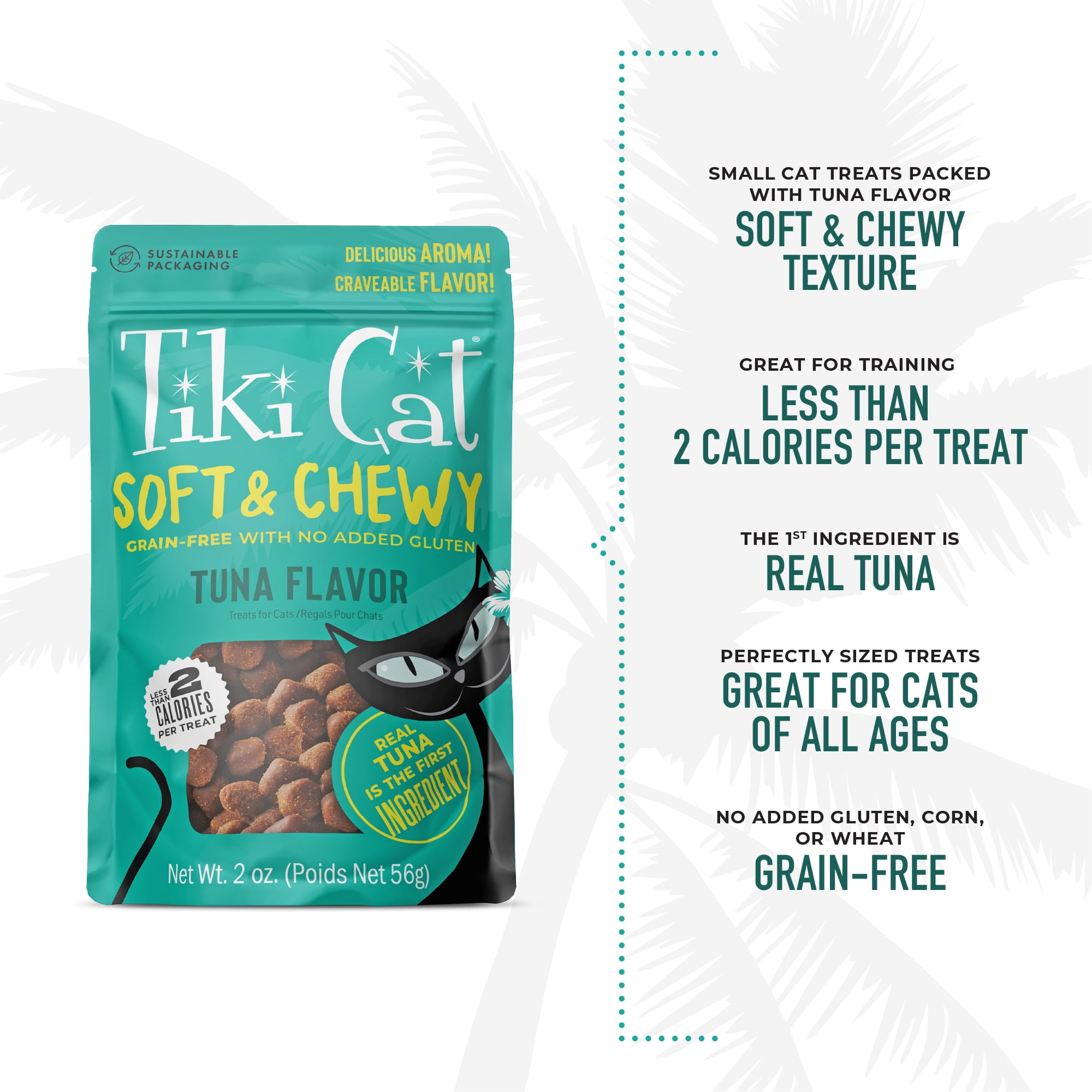 (2 pack) Tiki Cat Soft & Chewy Tuna Flavor Treats, 2 oz. Bag