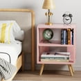 thumbnail image 3 of Mesita de noche Aenuert Pink Kids con almacenamiento abierto de 2 niveles, 3 of 8
