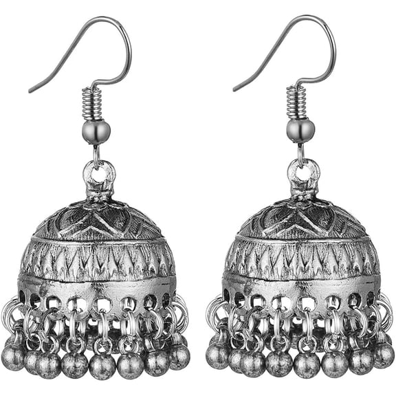 Indian Bell Tassel Earring Boho Antique Ethnic Drop Hanging Beads Dangle Statement Bohemian Vintage Gypsy Traditional Temple Jhumka Jhumki Earrings for Women Bollywood Jewelry Gifts