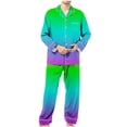 thumbnail image 2 of Bixock 2 Piece Outfits for Men,Pajamas for Men Gradient Print Long Sleeve Lapel Cardigan Top with Pocket and Long Pants Home Loungewear Set, 2 of 6
