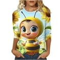 thumbnail image 2 of JTZGDY Funny Bee Shirts for Women Loose Fit Casual Summer 3/4 Lenght Sleeve Crewneck Tunic Blouse Trendy Oversized Dressy Pullover Tops Yellow#16 L, 2 of 6