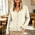 thumbnail image 2 of Lumtrix Cardigans Sweater For Women Warm Lightweight Button Front Cardigan Oversized Long Sleeve V Neck Cozy Sweaters Dressy Casual Tops Beige S, 2 of 5