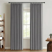 Linen Look Textured Pinch Pleated Curtains Blackout Drapes 96 Inch Long 2 Panels Set, Faux Linen Blackout Curtains for Bedroom & Living Room, 40" W x 96" L, Dark Grey