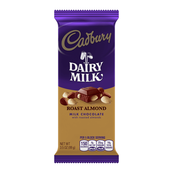Cadbury, Roasted Almond Milk Chocolate Candy Bar Box, 3.5 Oz., 14 Ct.