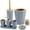 grey, variant on 8pcs Bamboo Bathroom Accessory Sets - Includes Toothbrush Holder, Cup, Soap Dispenser, Dish, Swab Box, Lotion Bottle, Toilet Brush, and Trash Can, Bathroom Supplies, Ideal Housewarming Gift,